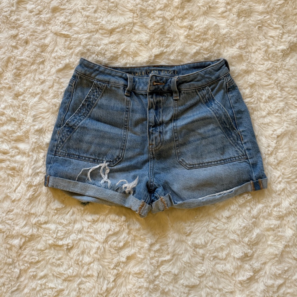 American Eagle Outfitters Distressed Blue Jean Shorts